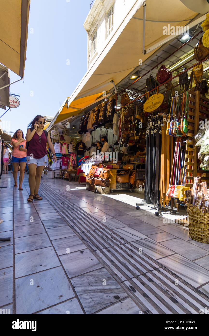 HERAKLION, Griechenland - 9. Juli 2016: Crete. Der beliebte Markt und shopping Straße №1866 im historischen Zentrum der Stadt. Stockfoto