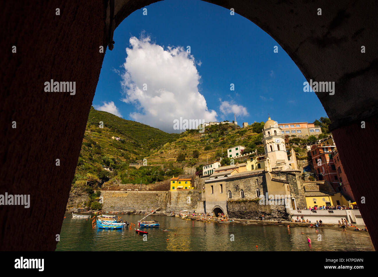 Vernazza, Riviera de Levanto, Fischerdorf, Cinque Terre. Genua
