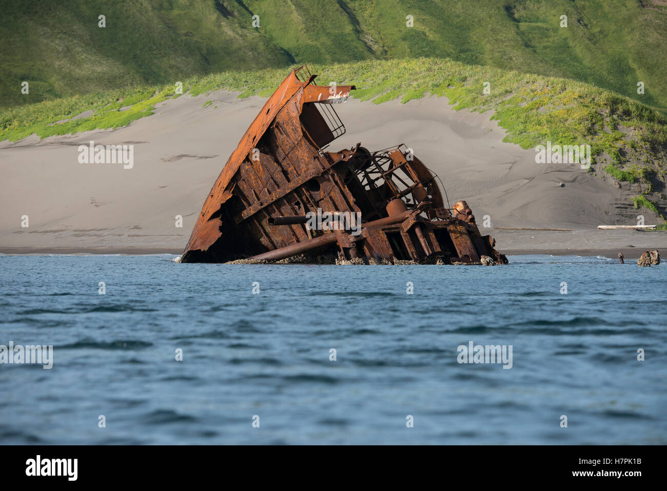 Alaska, Aleuten-Inselkette, Ratte Inseln Kiska Island National Historic Landmark ihrerseits im zweiten Weltkrieg. Stockfoto