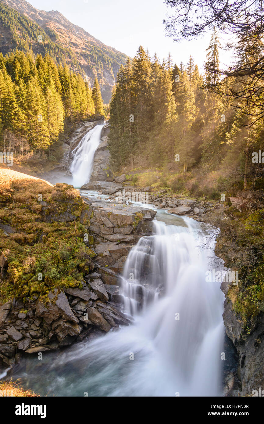 Krimml: Krimmler Wasserfälle, Wasserfall mittlerer Stufe, Pinzgau, Salzburg, Österreich Stockfoto
