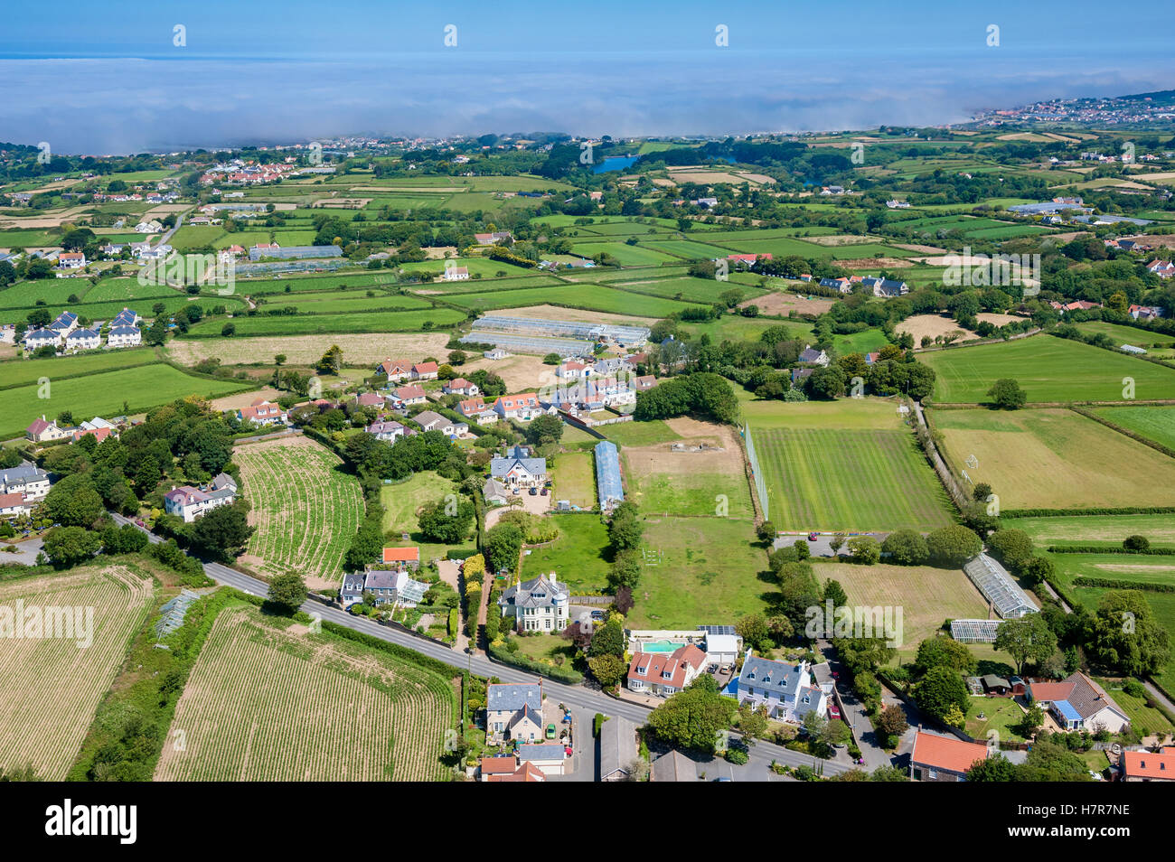 Luftbild auf Guernsey Stockfoto