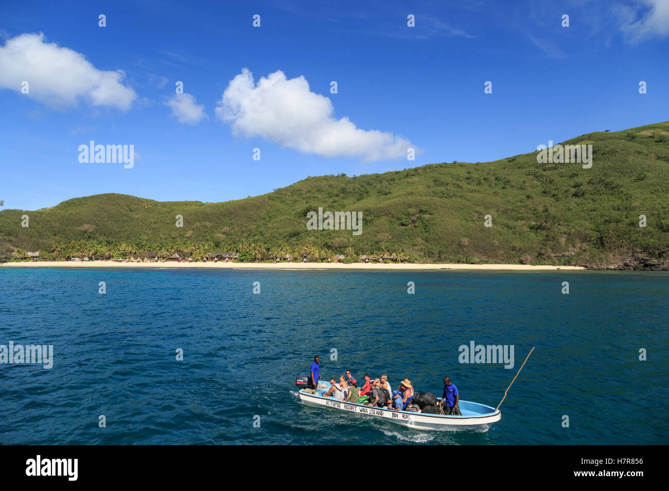 Gast-Begleitung zurückgreifen, Likuliku Bay (Haus der Octupus Resort), Waya Insel Yasawa Island, Fidschi Stockfoto