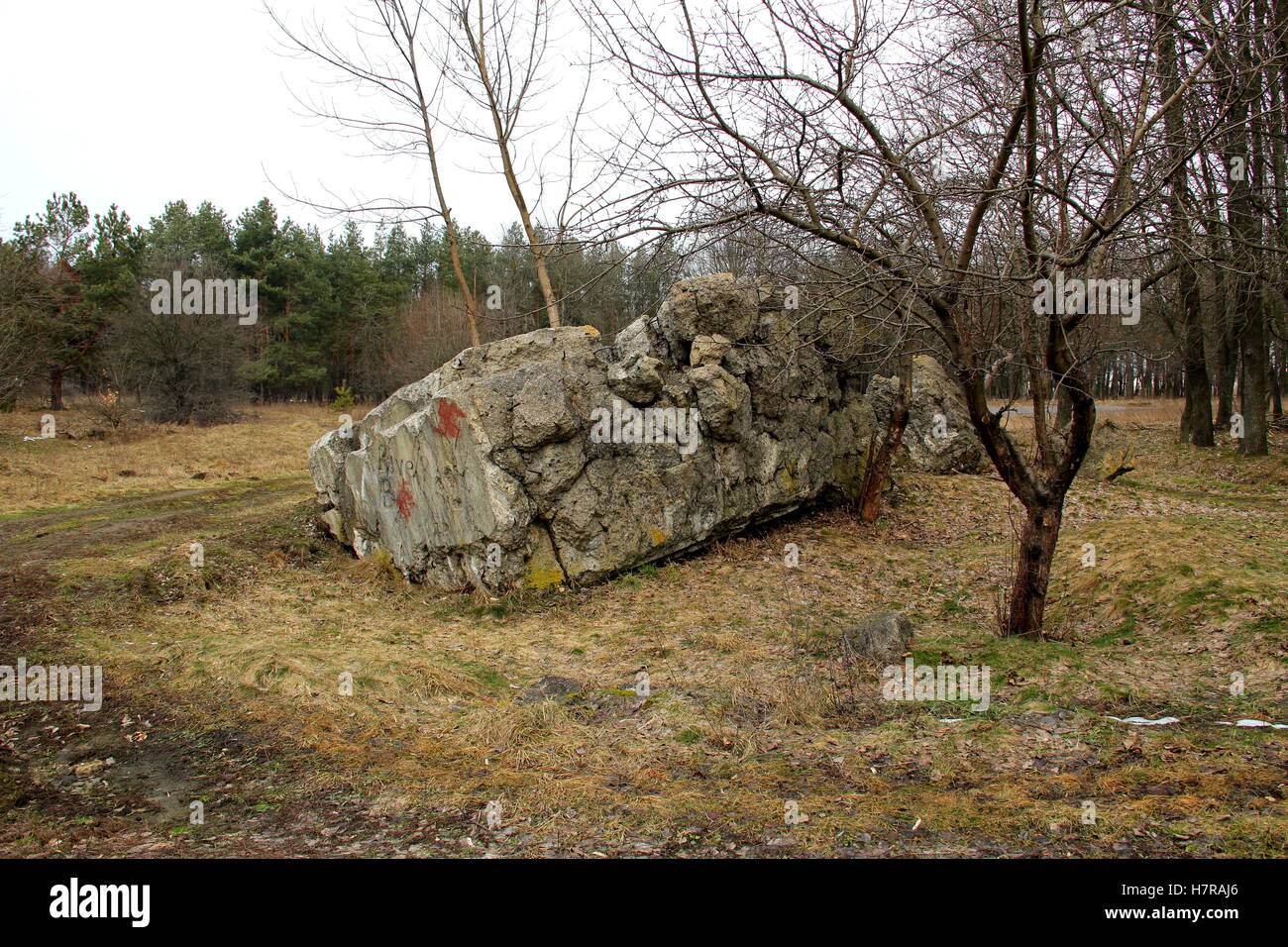 Wehrwolf in Winniza, Ukraine. Hitlers Bunker. Stockfoto