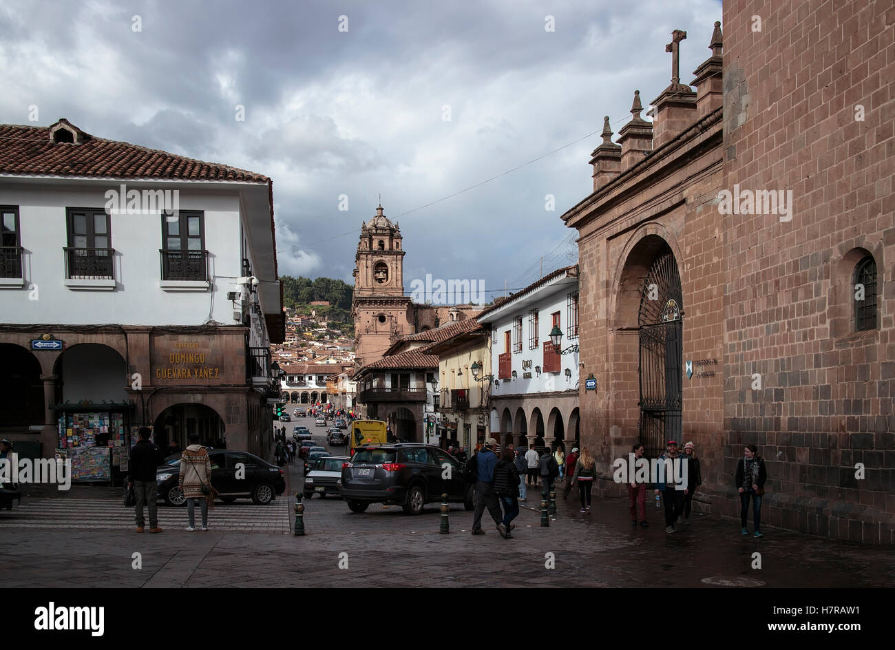 Mit Blick auf den Jesuiten-Kirche von Santa Catalina, Cusco-Peru Stockfoto