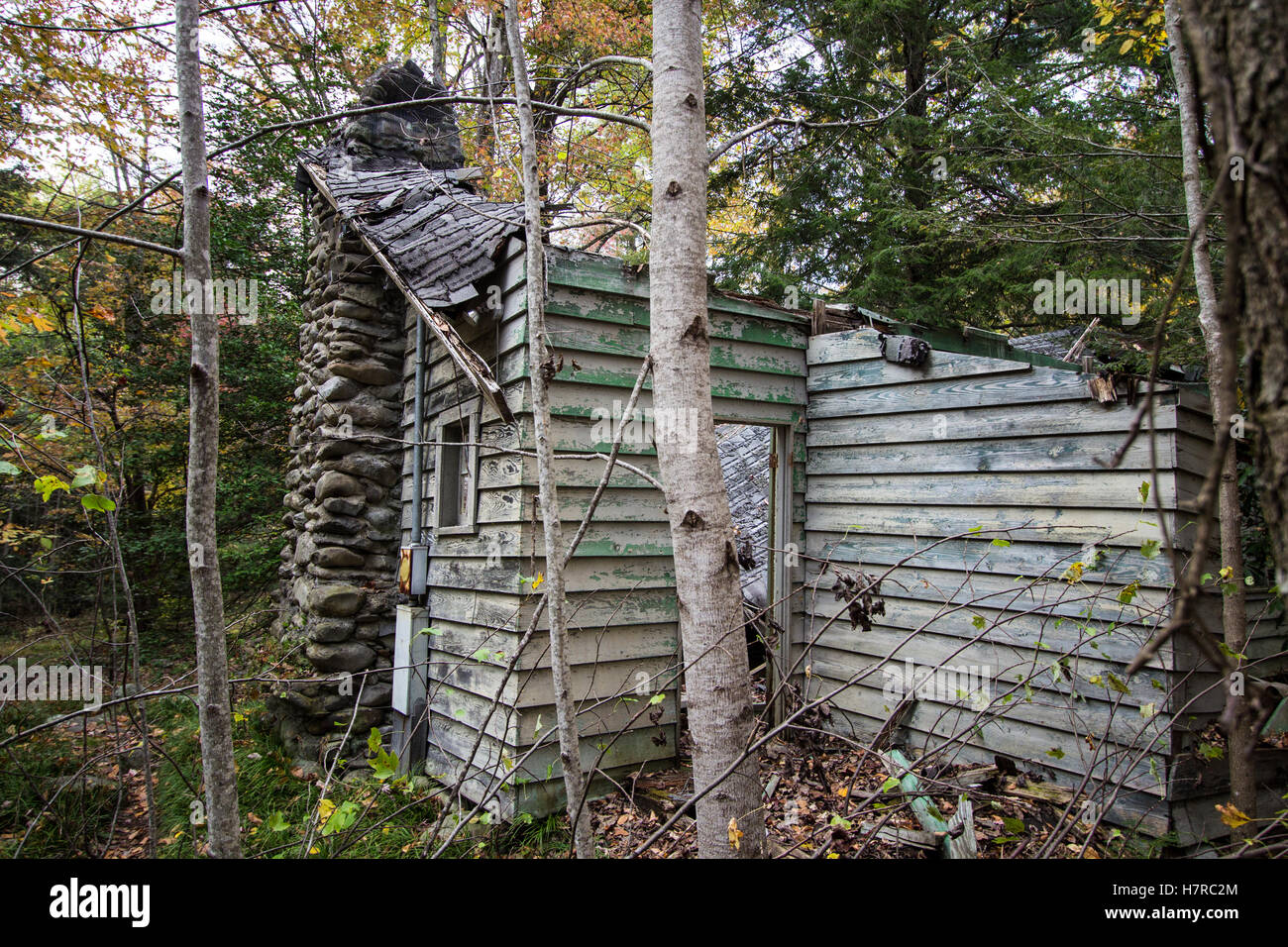 Great Smoky Mountain Historic District. Die elkmont Bezirk der Park mit retro style Ferienhäuser dem Verfall überlassen, da von der Regierung gekauft Stockfoto