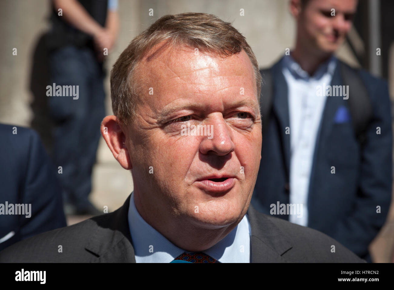 Lars Løkke Rasmussen, dänischer Ministerpräsident außerhalb der Universität Kopenhagen, 1. September 2016, Kopenhagen, Dänemark Stockfoto