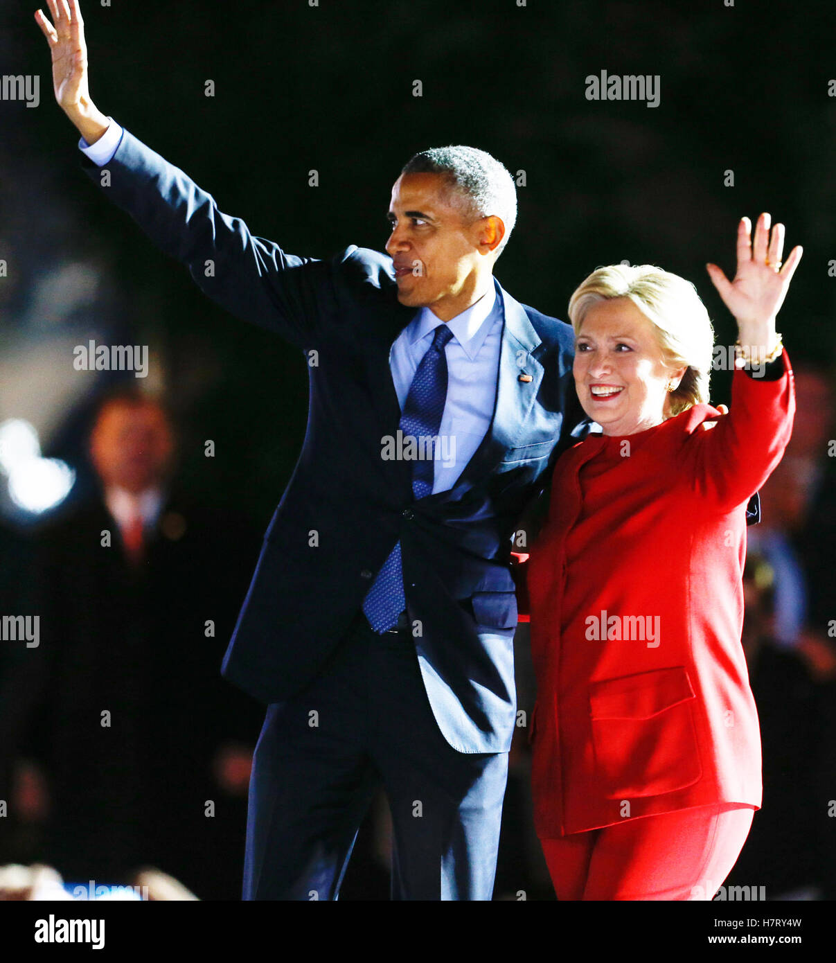 Philadelphia, USA. 7. November 2016. Präsident Obama stellt Hillary Clinton in Philadelphia, PA am 07.11.2016 Credit: The Foto Zugang/Alamy Live News Stockfoto