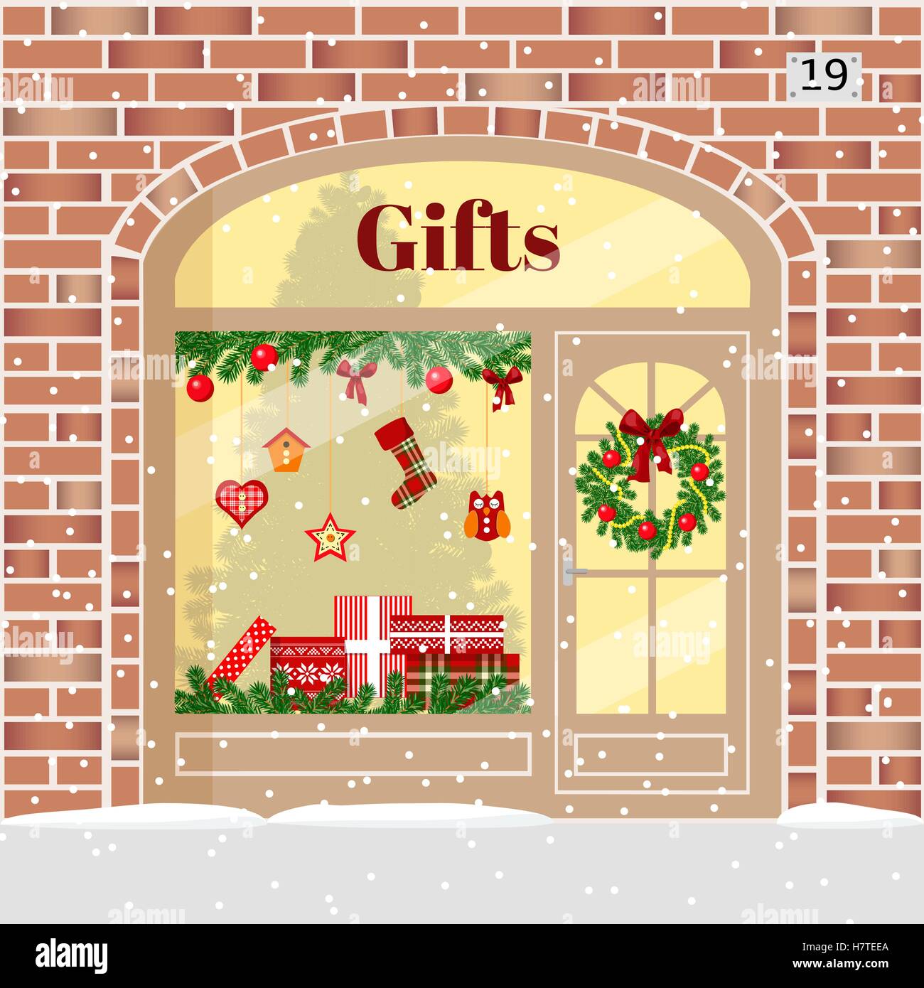 Weihnachtsgeschenke-Shop präsentiert Shop. Stock Vektor