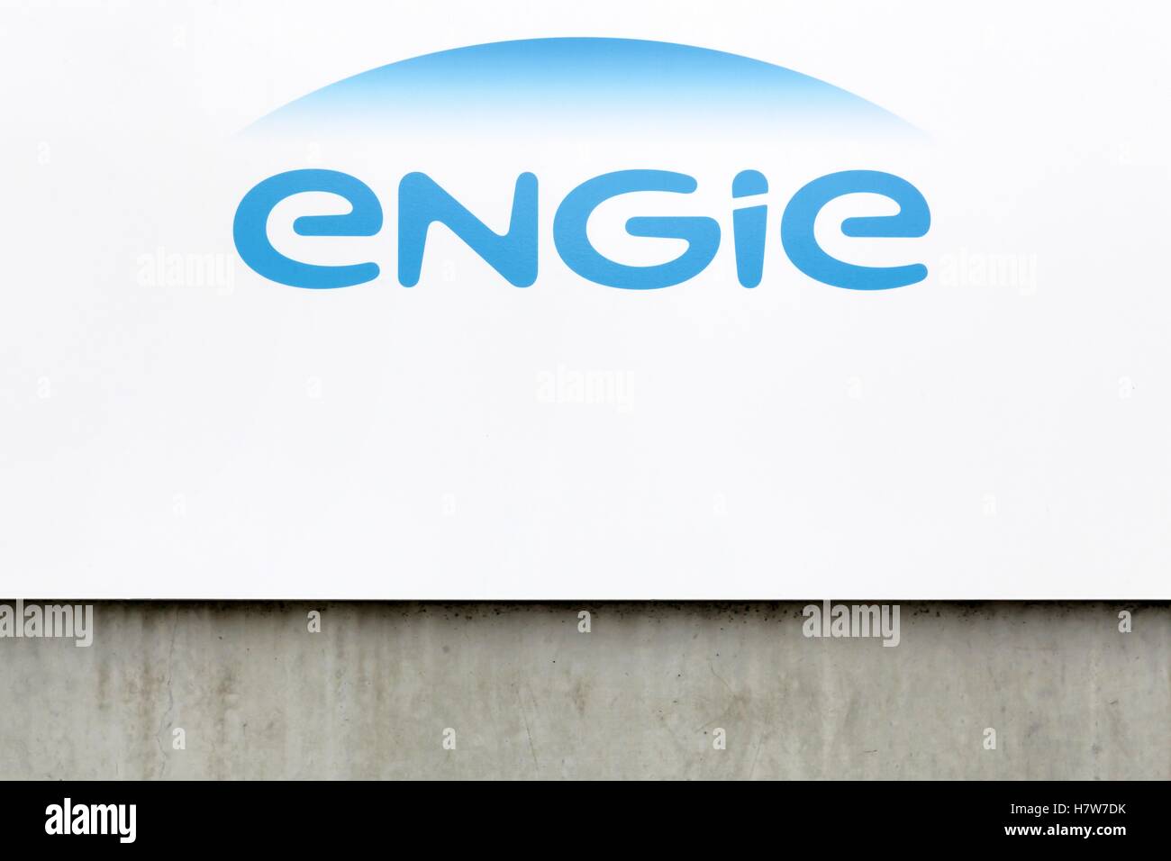 ENGIE Logo an der Wand Stockfoto