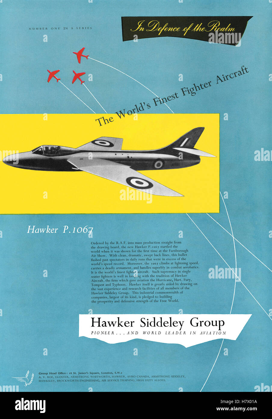 1952 britischer Werbung für Hawker Siddeley aviation Stockfoto