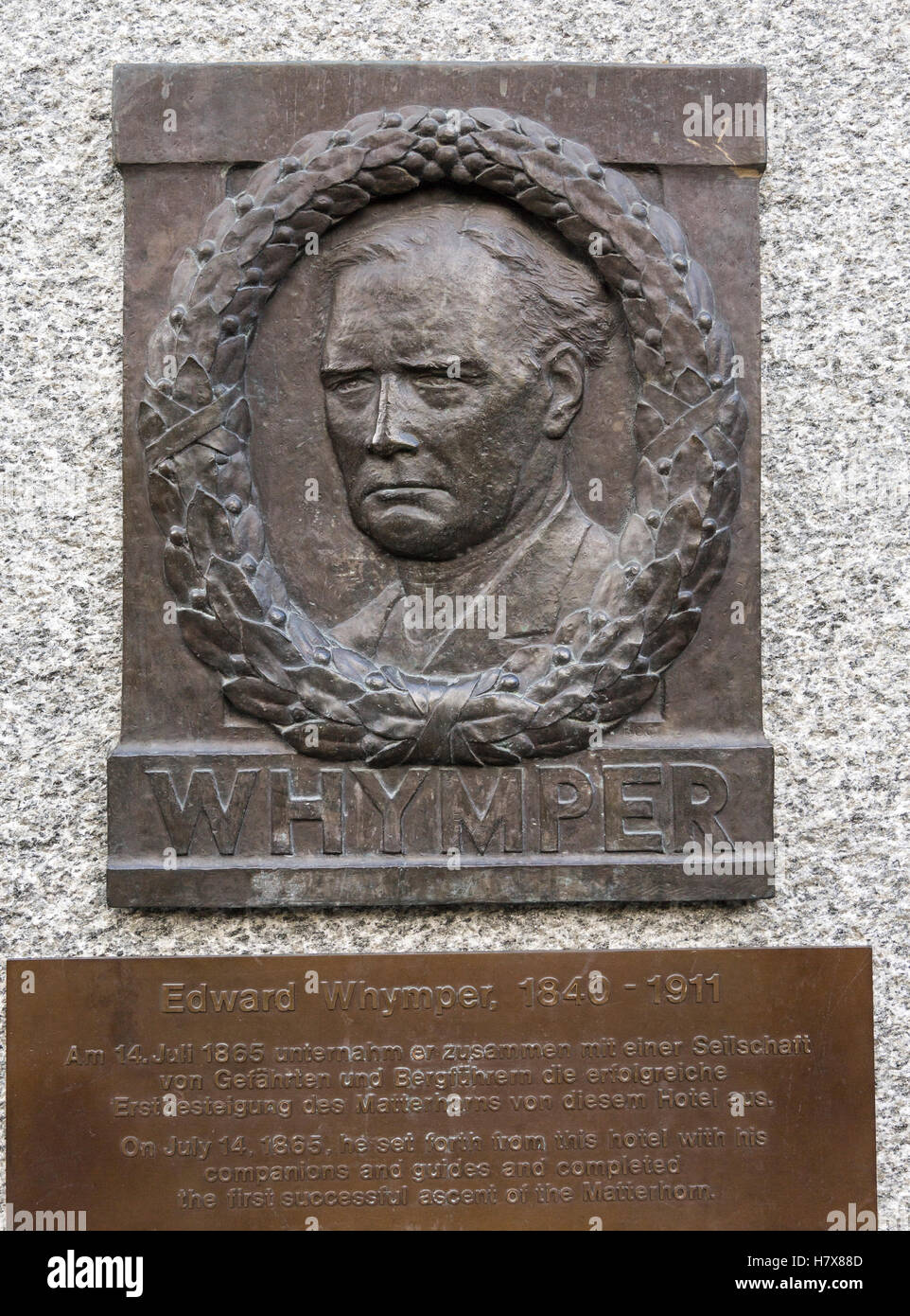 Edward Whymper plaque Stockfoto