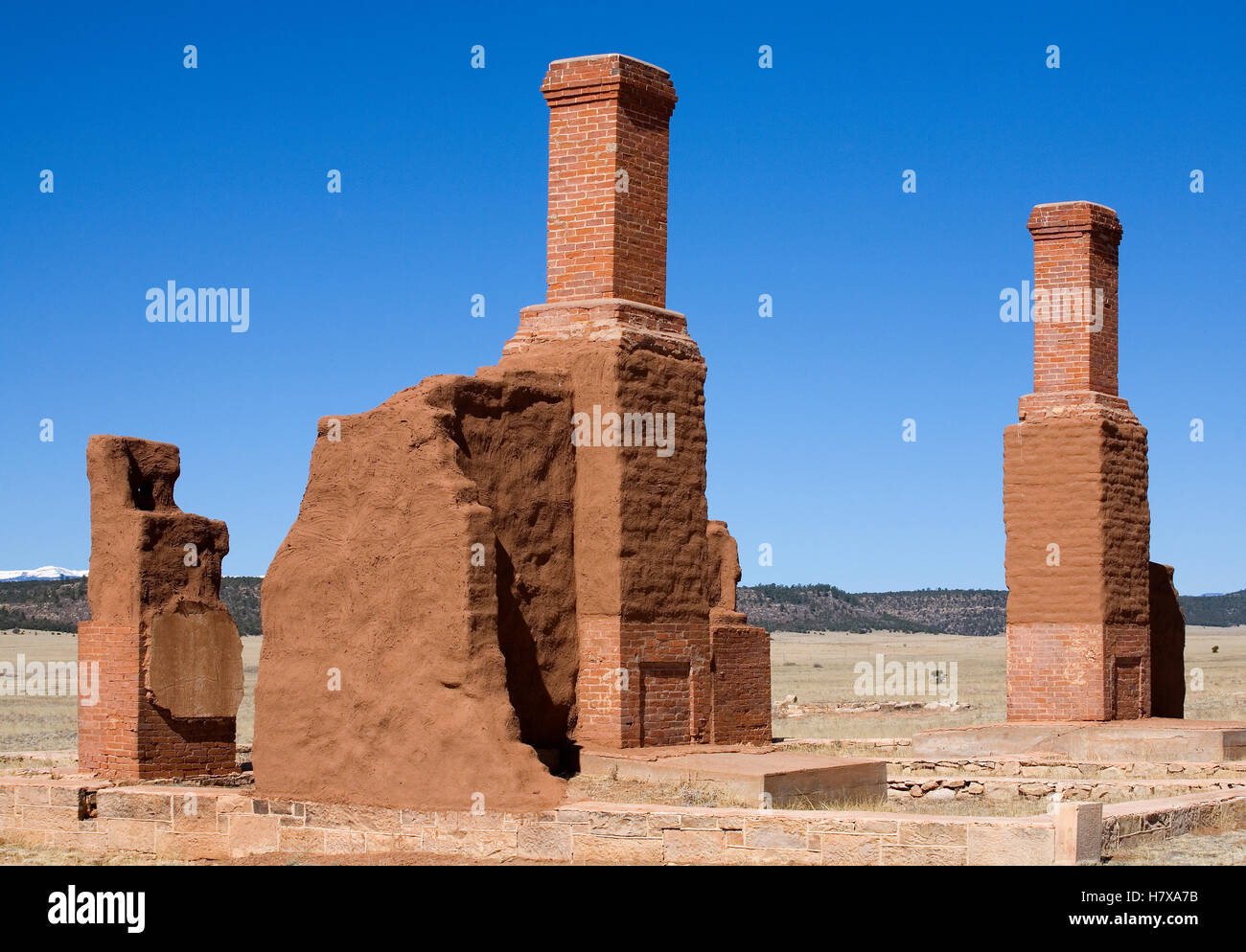 Ruinen, wo eine große Armee Festung in New Mexiko einst Stockfoto