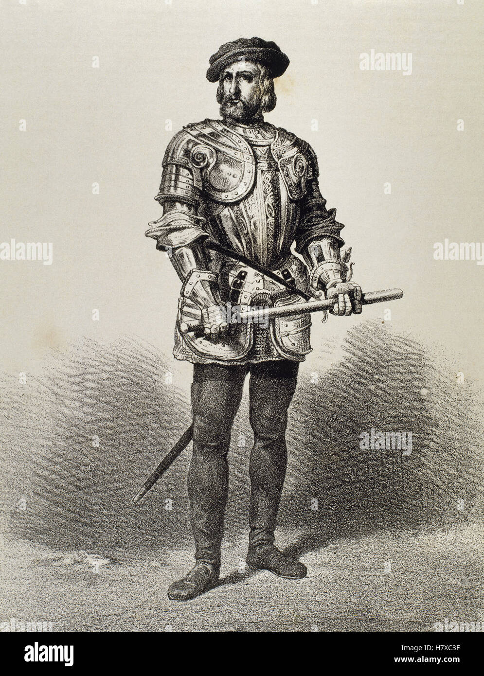 Hernan Cortes (1488-1547). Spanische Eroberer von Mexiko.  Porträt. Gravur Stockfoto
