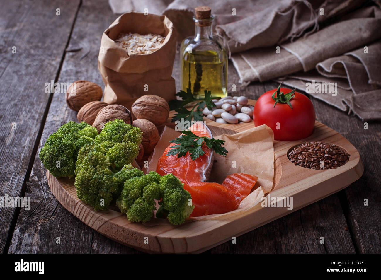 Cholesterin-Diät, gesunde Ernährung für Herz. Selektiven Fokus Stockfoto