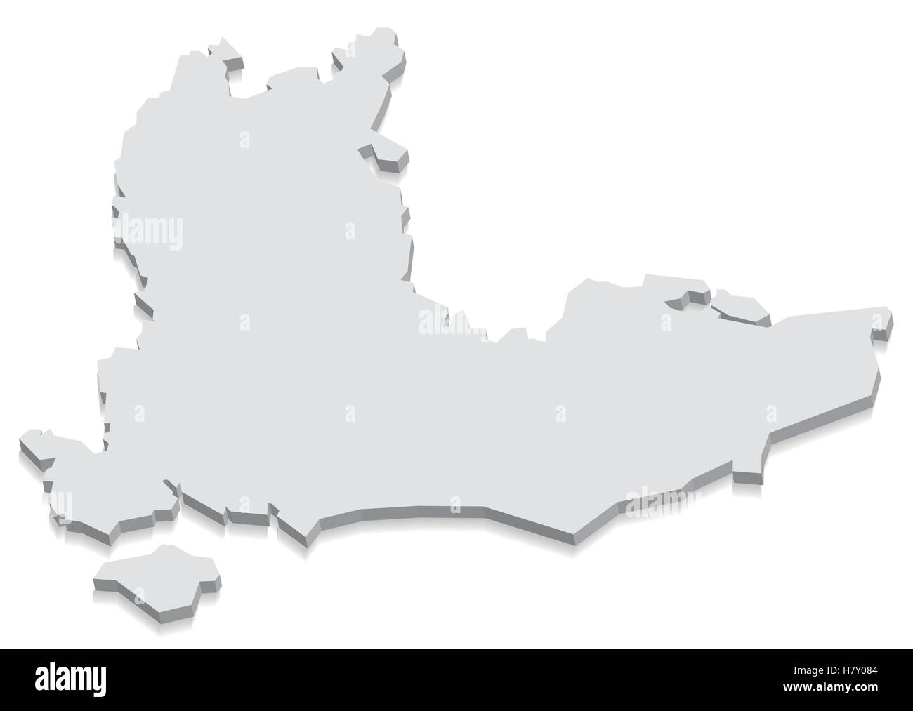 South East England Map grau 3D Stock Vektor