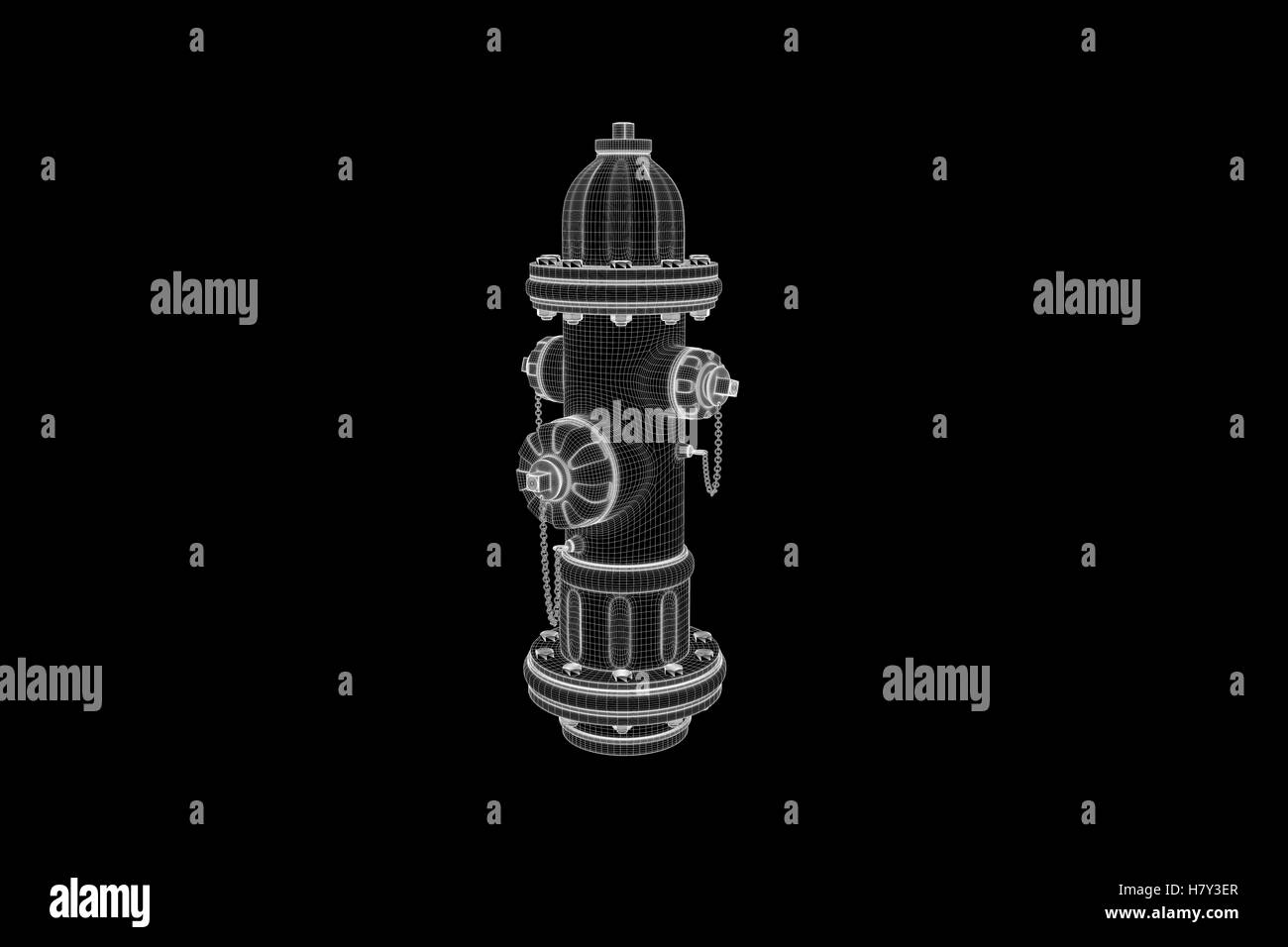 Hydranten im Hologramm Wireframe-Stil. Schönes 3D Rendering Stockfoto