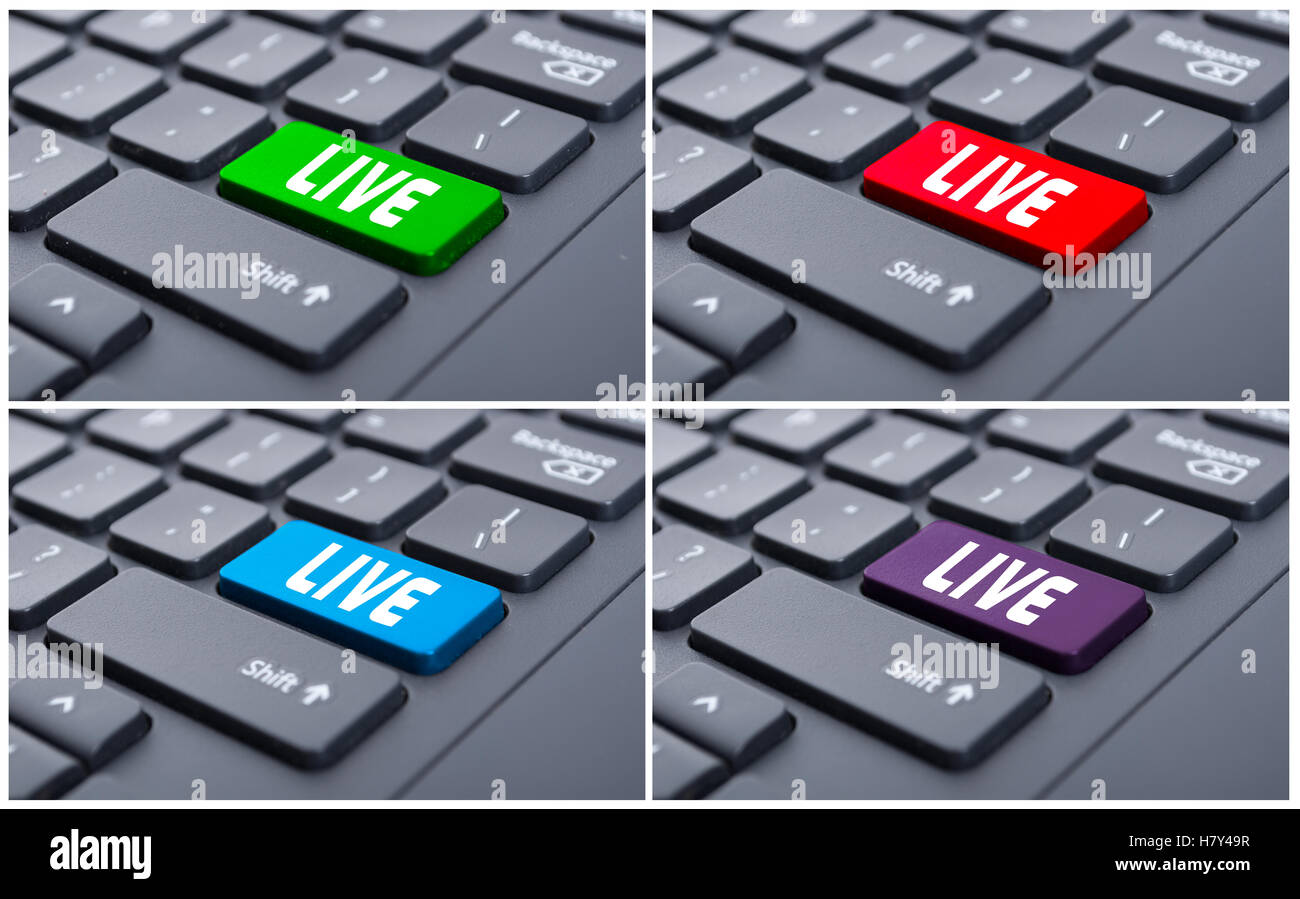 Computer-Tastatur wie auf Luft Rede Konzept weiterleben Sie farbige Tasten Stockfoto