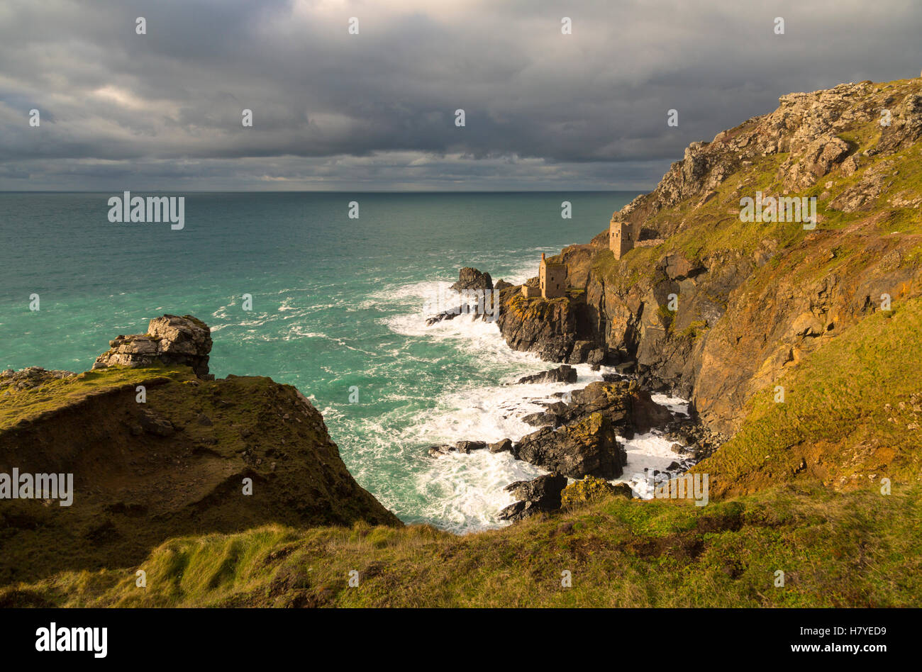 Die Krone Maschinenhäuser auf Botallack im Stadtteil St Just Bergbau, bietet dies in der aktuellen Serie von Poldark Stockfoto