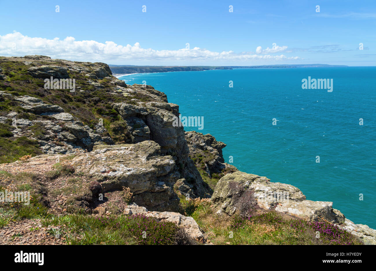 Die Aussicht vom St Agnes Head in Cornwall Stockfoto