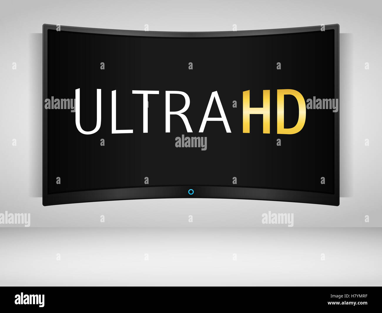 Ultra HD-TV an der Wand Stockfoto