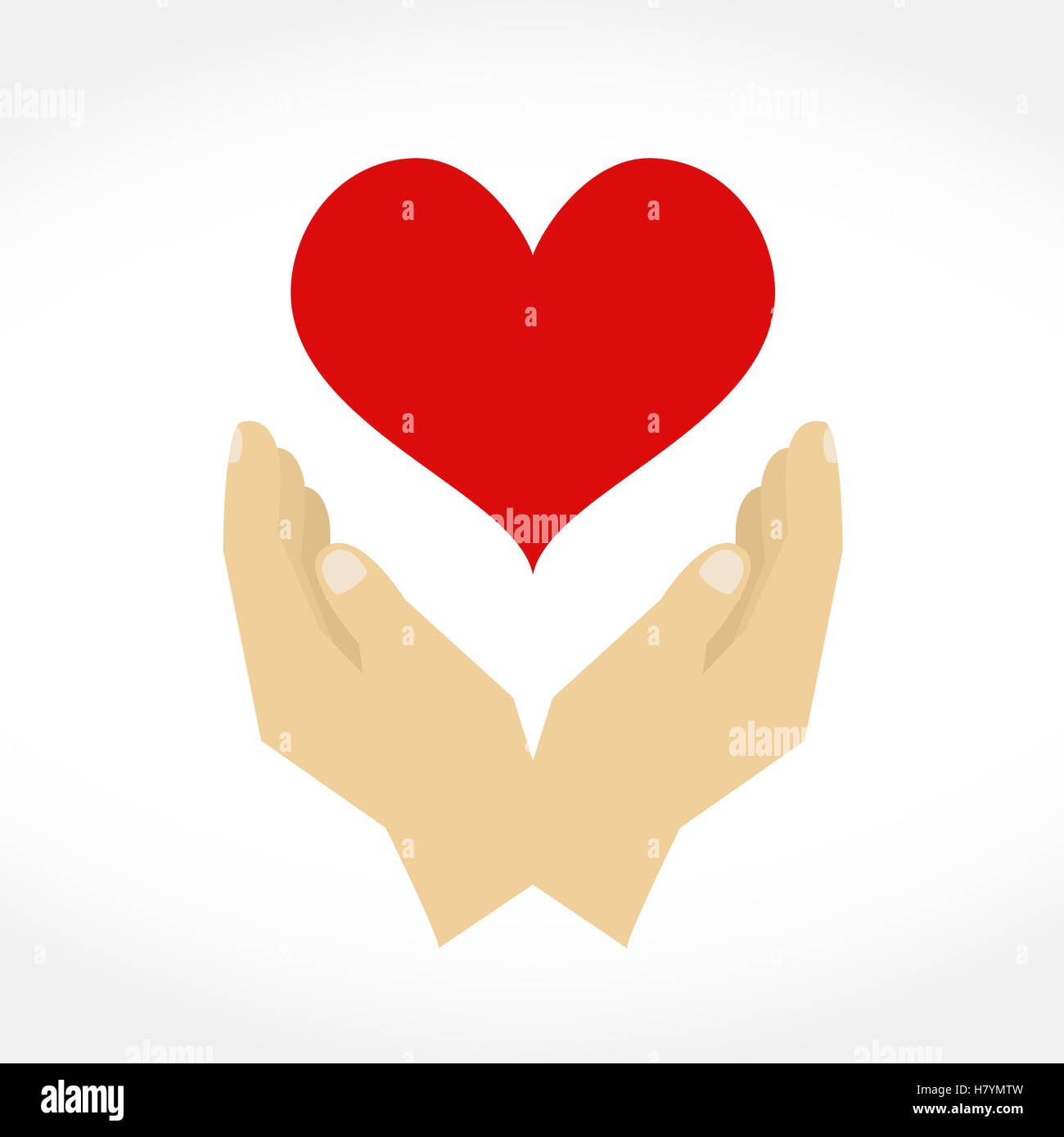 Hände mit Herz, Design-Elemente für Ihr Logo, flache Bauweise Stockfoto