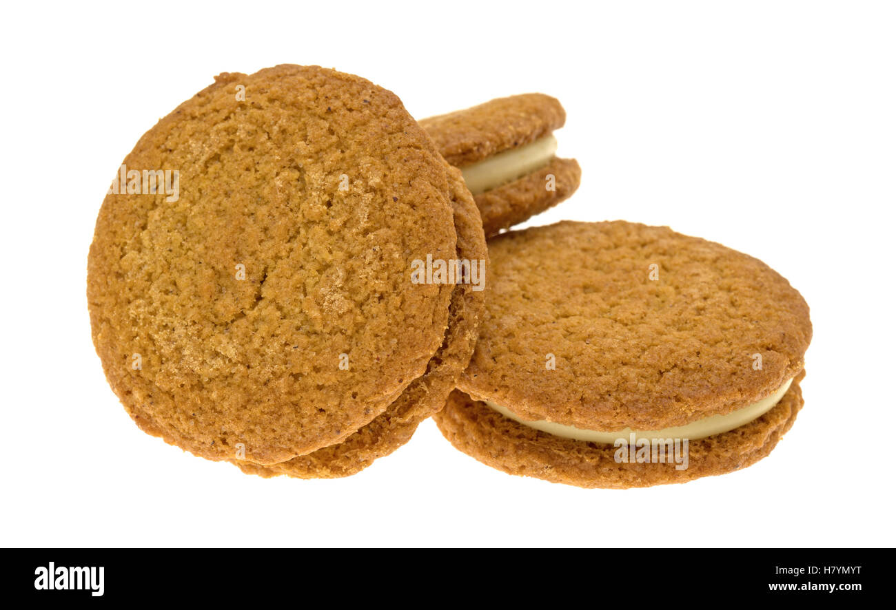 Eine Gruppe von Käsekuchen gefüllt Kürbis Cookies isoliert auf einem weißen Hintergrund. Stockfoto