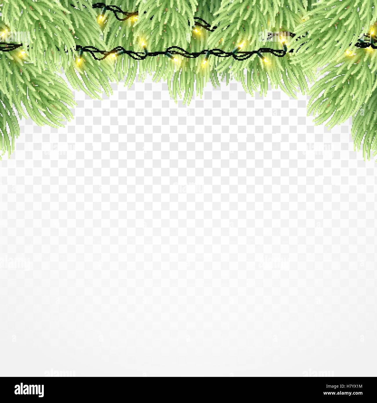 Christmas Ornament Hintergrund Design-Element. Leuchtende Lichter Girlanden Weihnachtsschmuck Baum. Christmas garland realistische Ve Stock Vektor