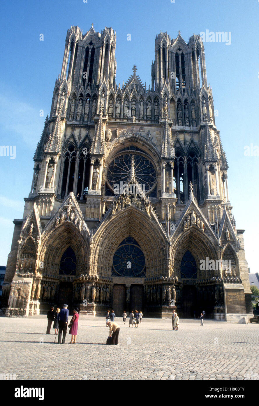 Die Kathedrale von REIMS wo die französischen Könige gekrönt wurden Stockfoto