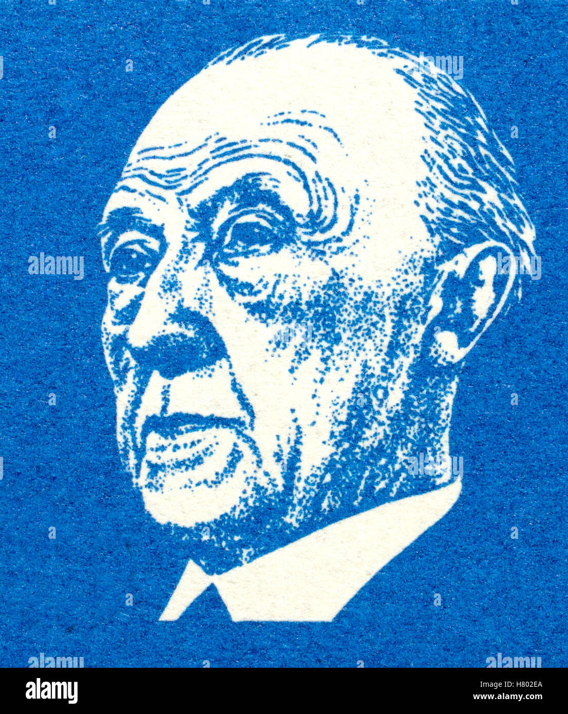 Porträt von Konrad Adenauer (1876-1967: deutscher Staatsmann und Bundeskanzler) vom deutschen Briefmarke. Stockfoto