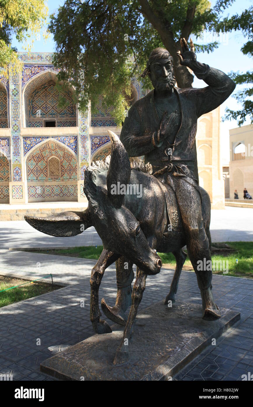 Statue von Hoja Nasruddin, Buchara, Usbekistan. Stockfoto