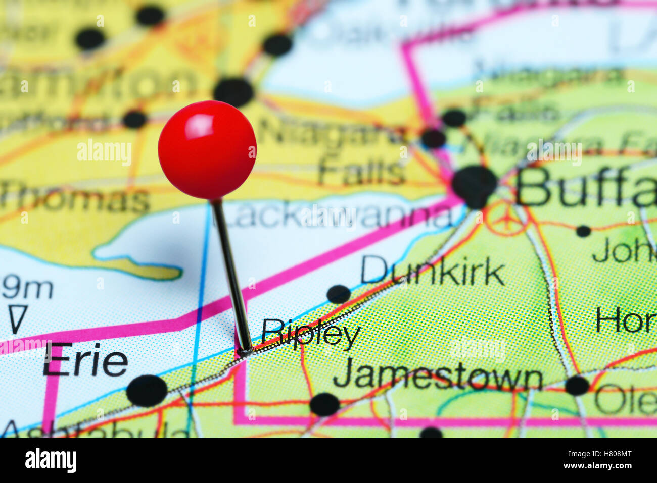 Ripley fixiert auf einer Karte von New York State, USA Stockfoto