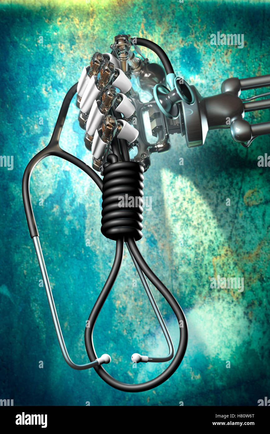 Mechanischen Arm halten Schlinge geformten Stethoskop Stockfoto