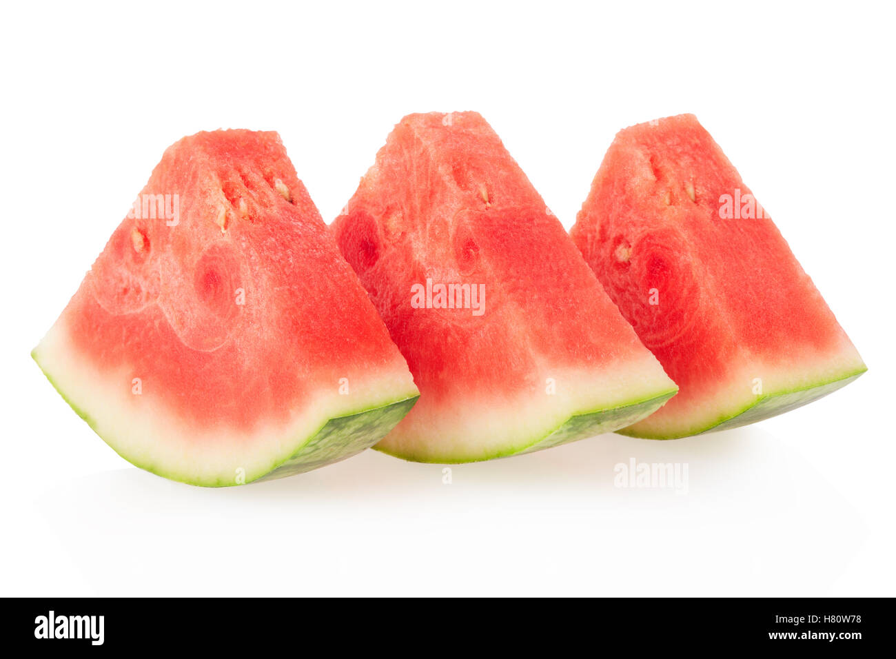 Drei Scheiben der Wassermelone auf weiße, Clipping-Pfad Stockfoto