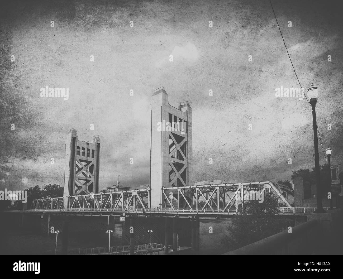 Die Tower Bridge in Midtown Sacramento in der Nähe von old Sacramento Midtown Sacramento West Sacramento herstellen. Stockfoto