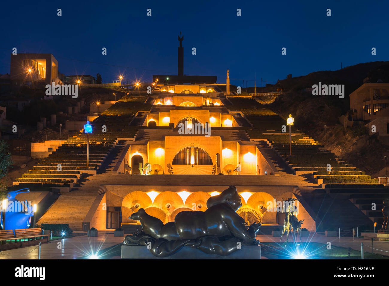 Eriwan-Kaskade im Morgengrauen, Armenien, Nahost, Asien Stockfoto