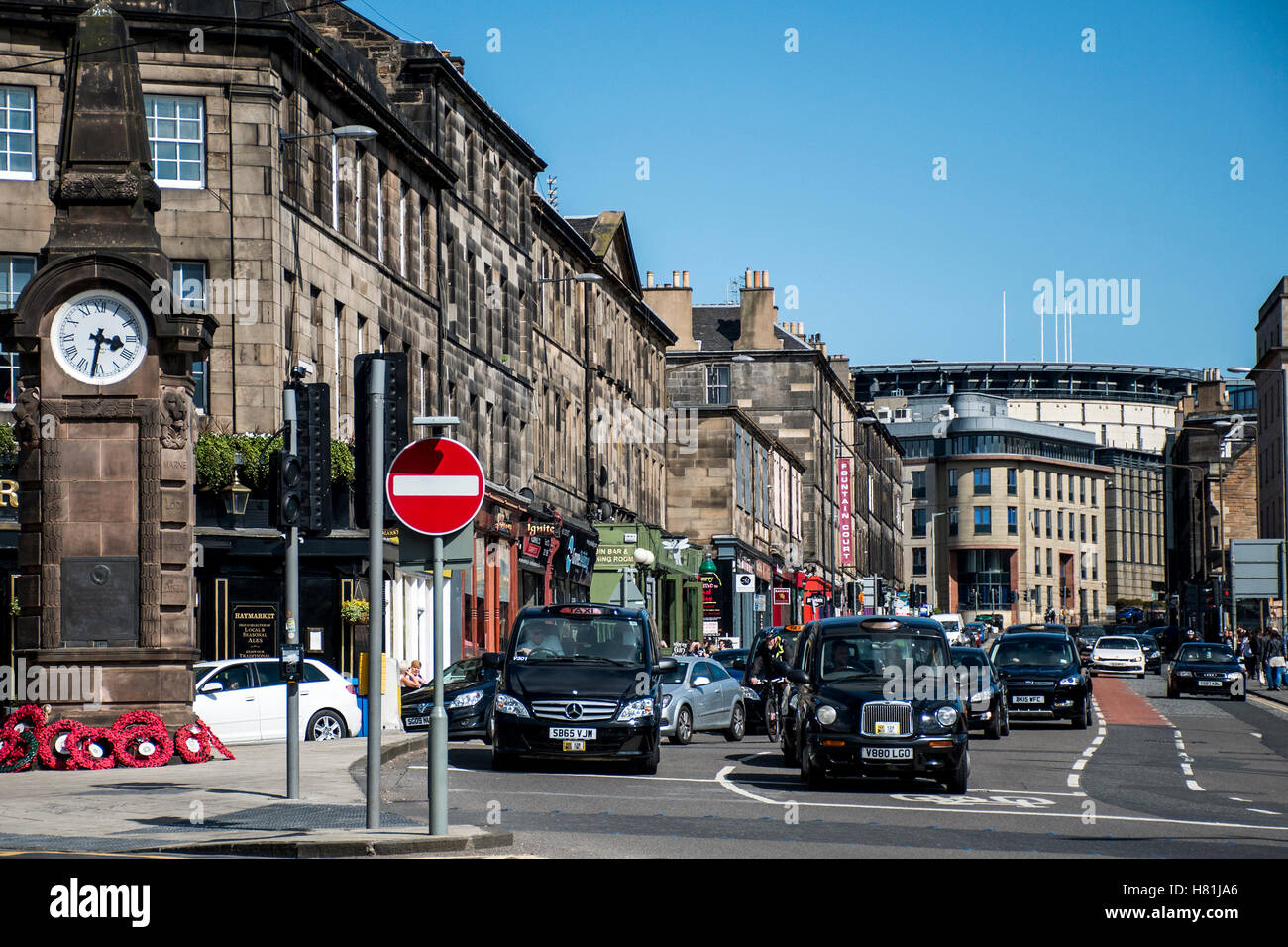 Edinburgh Schottland - Vereinigtes Königreich - 14.05.2016 - Taxi-Geschäft in den Straßen Stockfoto