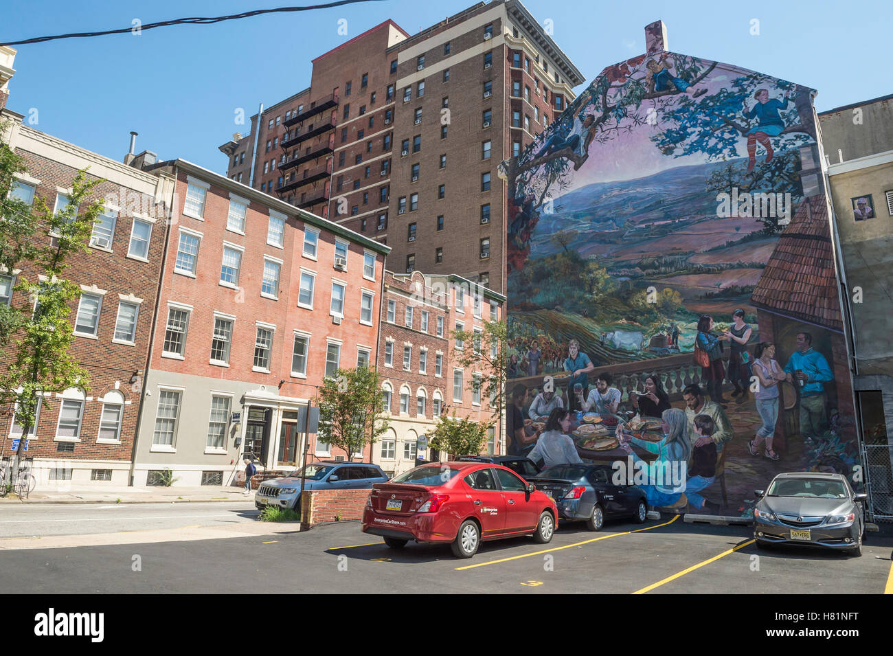Vorgeschmack auf den Sommer, Wandgemälde von Ann Northrup, Philadelphia, Pennsylvania, USA Stockfoto