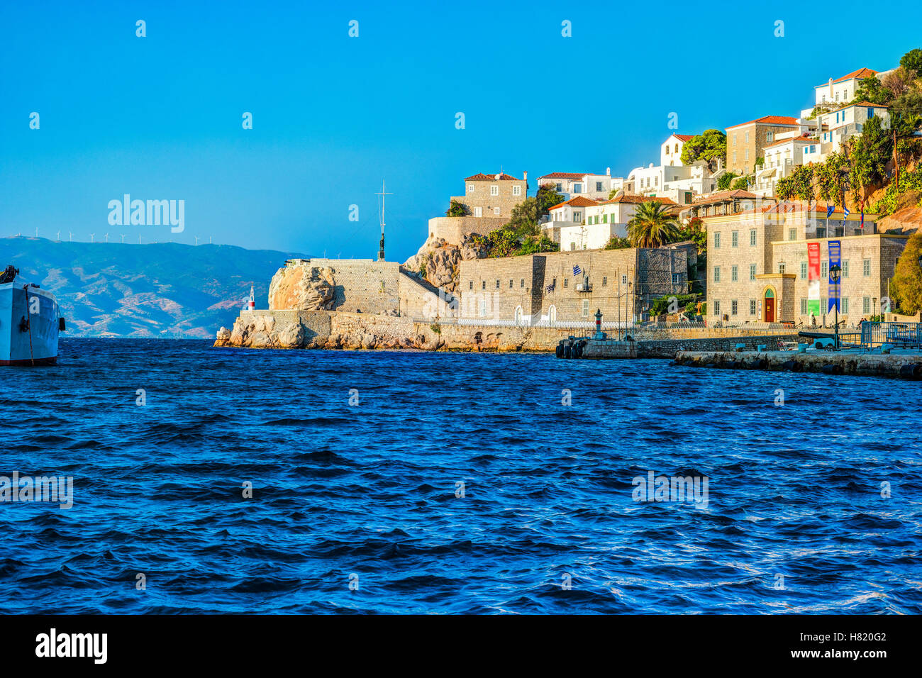 Hydra-Insel an einem Sommertag in Griechenland. Stockfoto