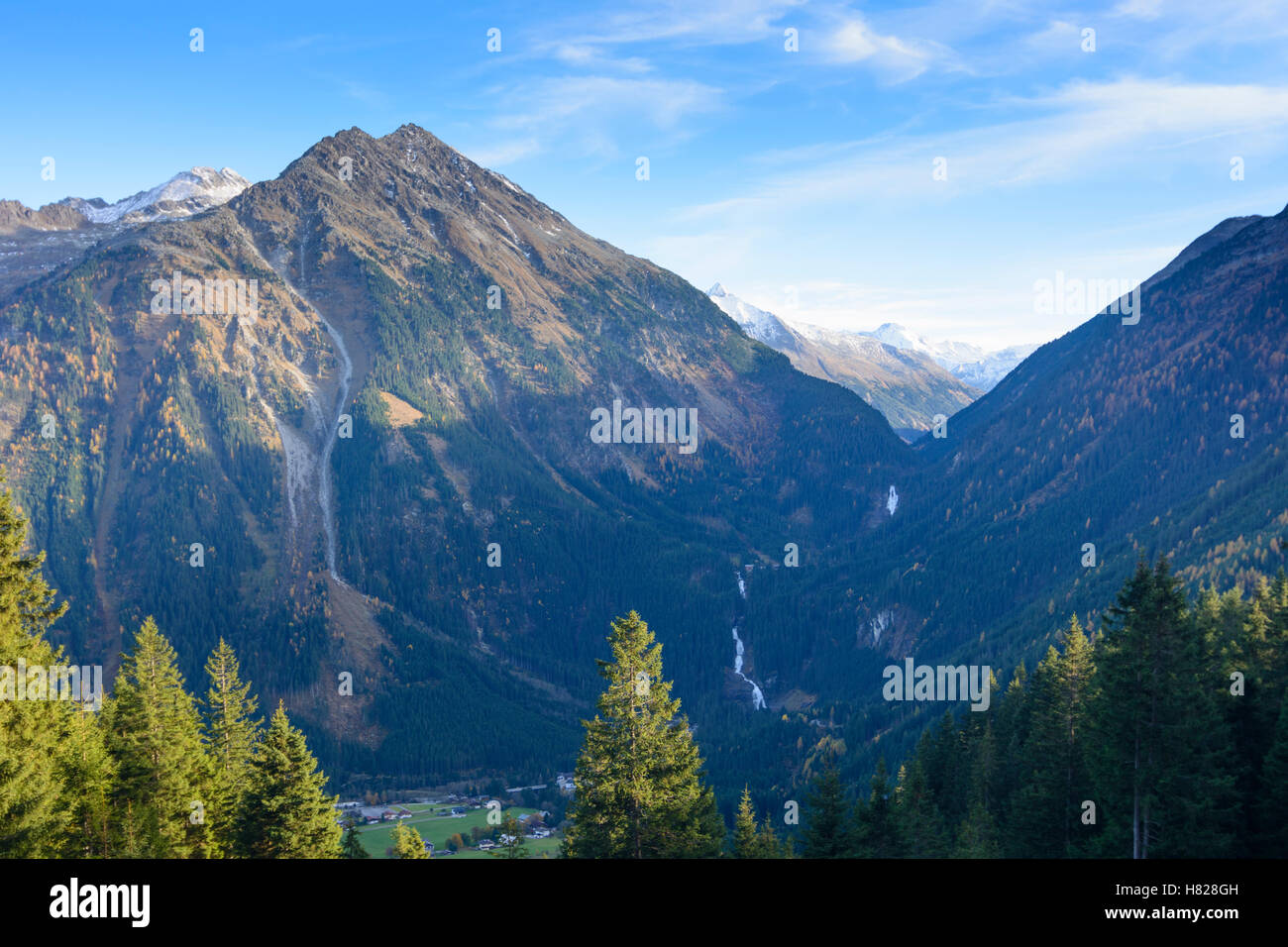 Krimml: Krimmler Wasserfälle, Wasserfall, Berg Hohe Tauern (Hohe Tauern), Pinzgau, Salzburg, Österreich Stockfoto