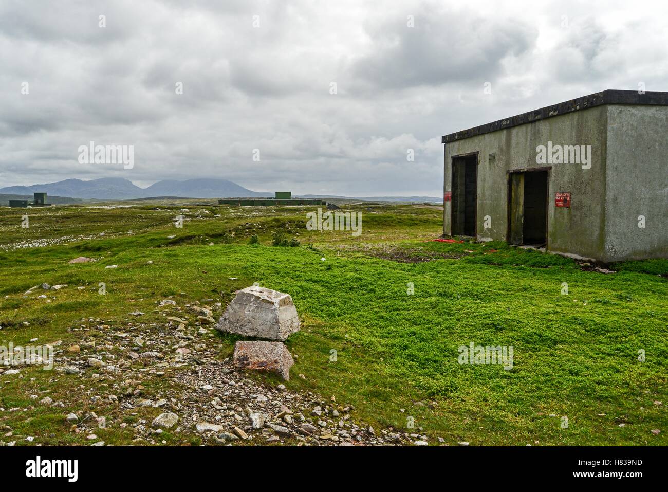 RAF Aird Uig-verlassenen Militärstützpunkt, Isle of Lewis Stockfoto