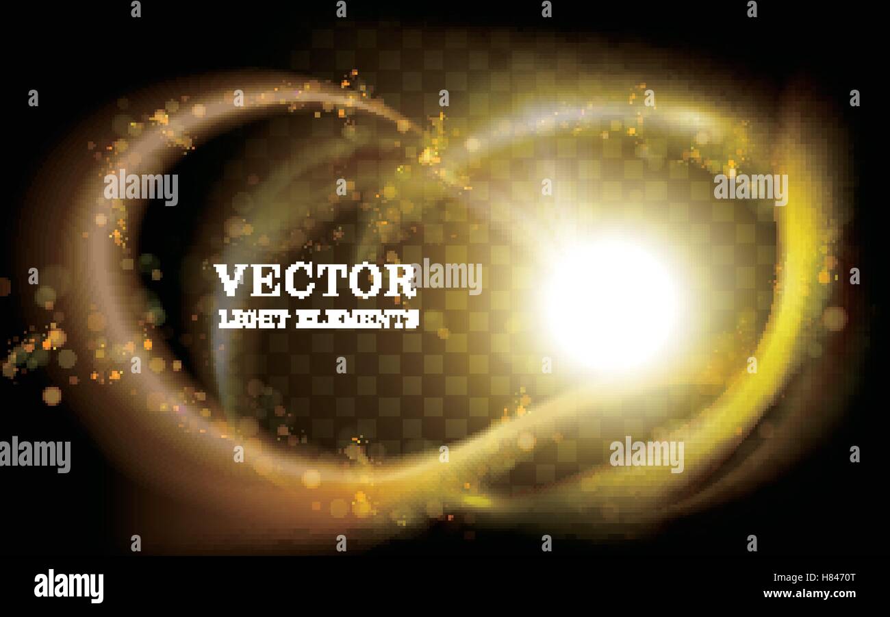 zwei goldene Leuchtringe Element, 3d Illustration auf schwarzen oder transparenten Hintergrund Stock Vektor