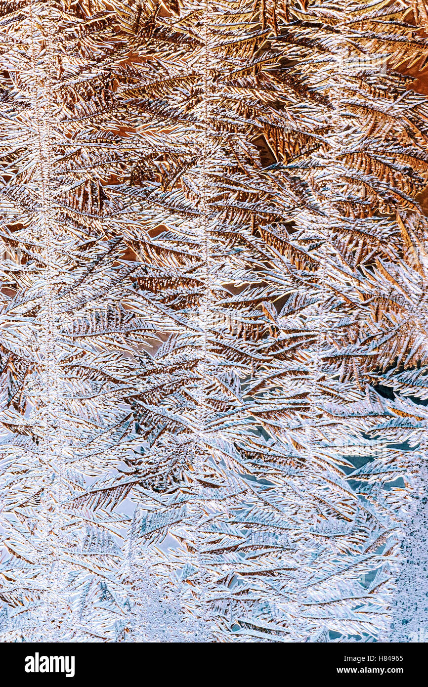 Winter Hintergrund mit Frost auf Fensterglas Stockfoto