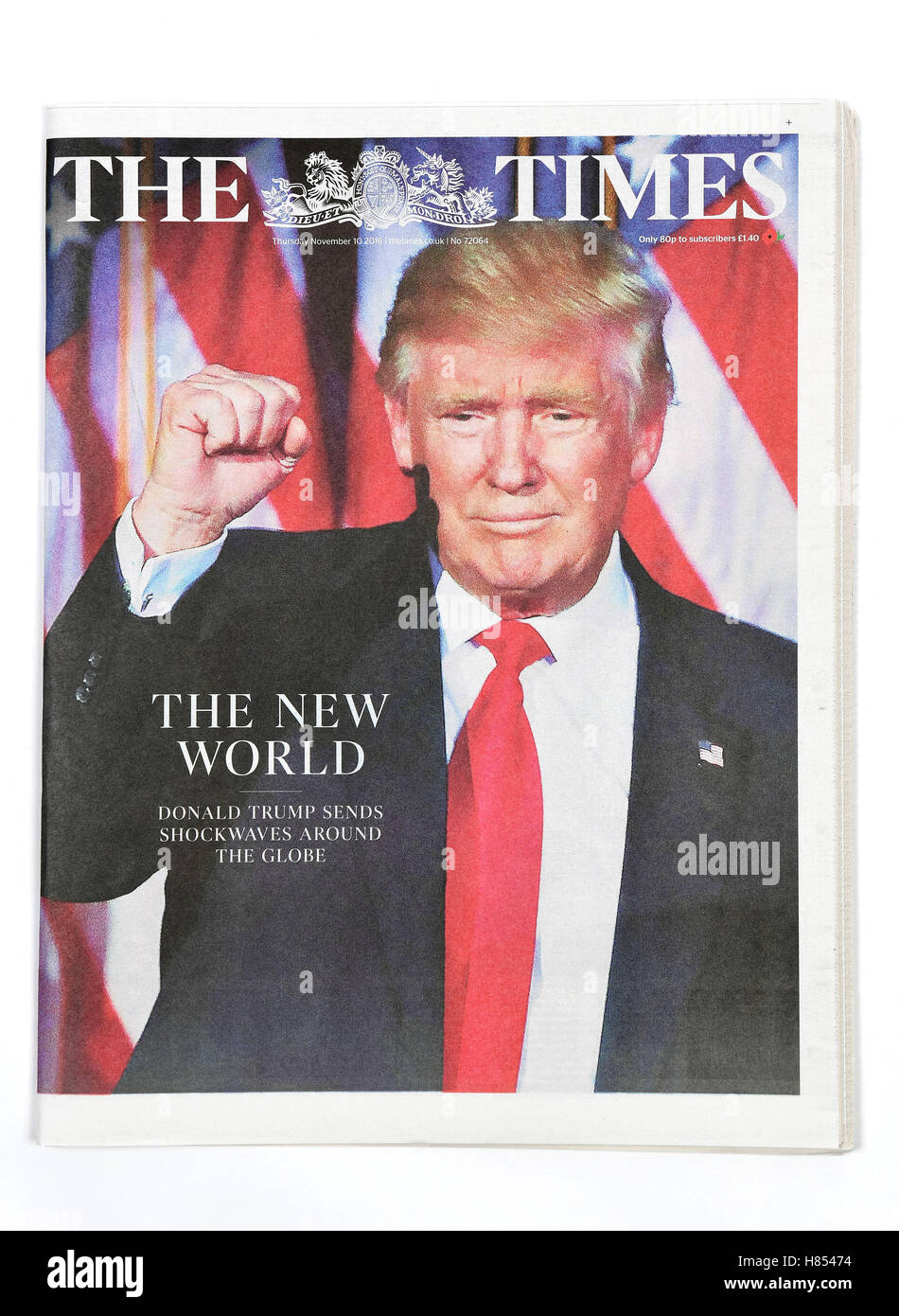 UK-Zeitung Titelseiten der designierte Präsident Donald Trump Stockfoto