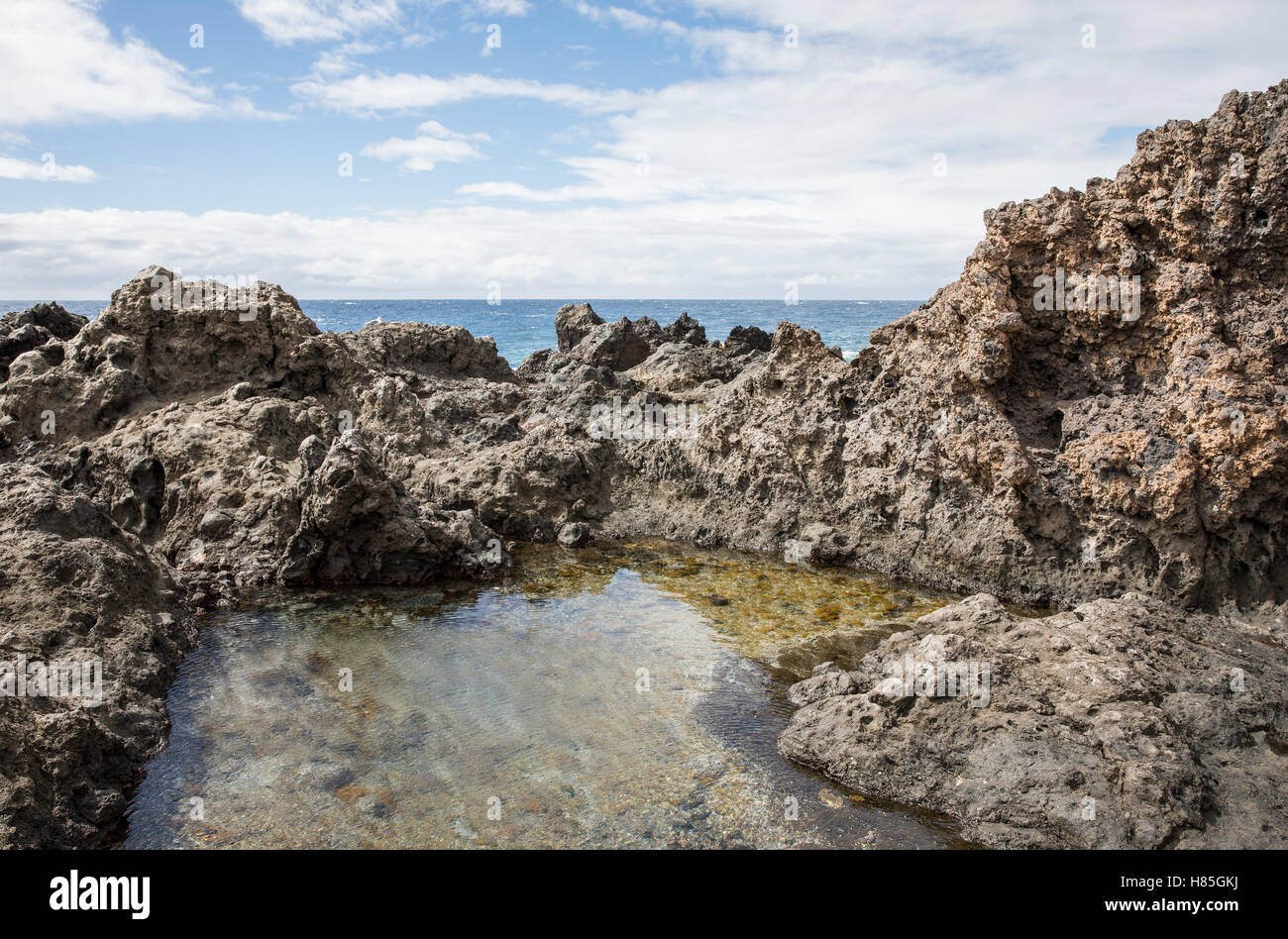 Vulkangestein in Playa San Juan - Teneriffa Stockfoto