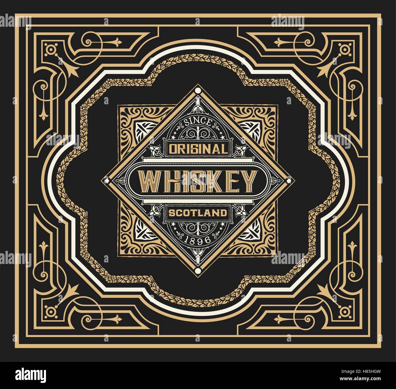 Alten Whiskey-Label Stock Vektor