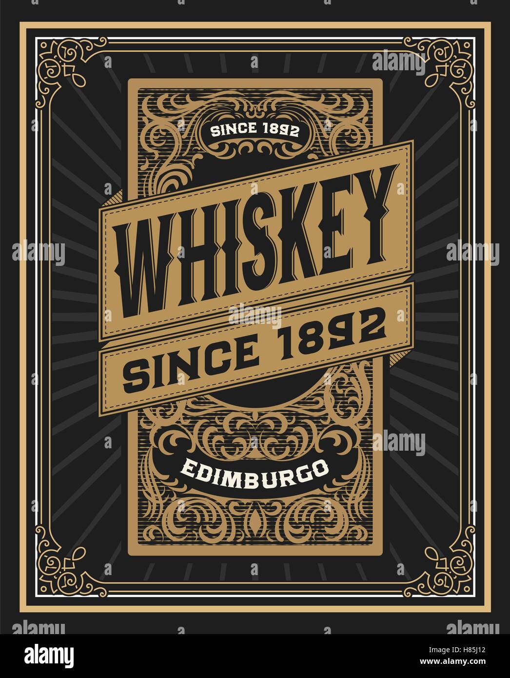 Whisky Karte für Verpackungen Stock Vektor