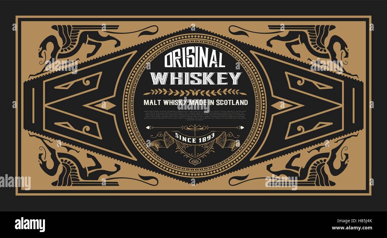 Whisky Karte für Verpackungen Stock Vektor