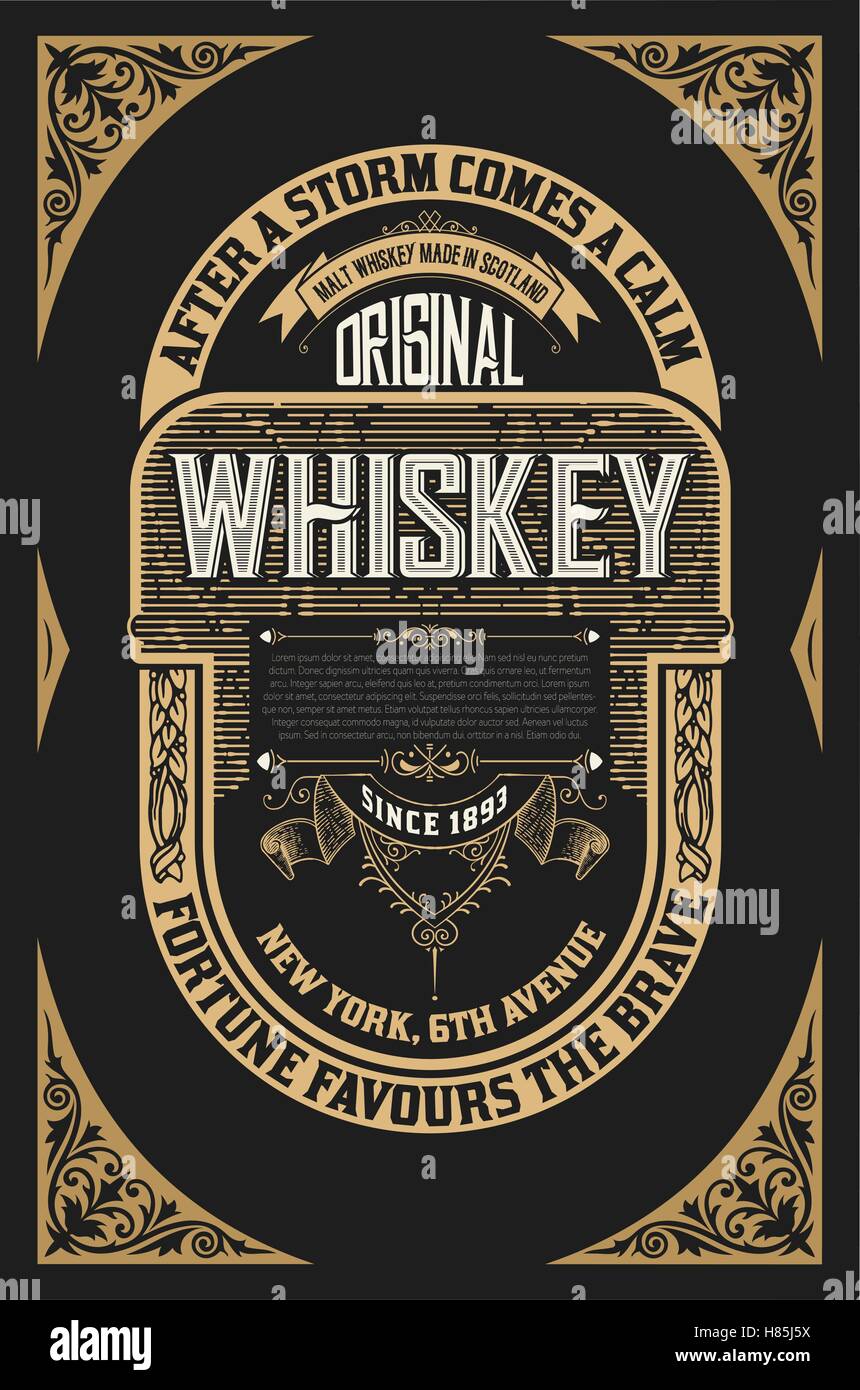 Alten Whiskey-label Stock Vektor