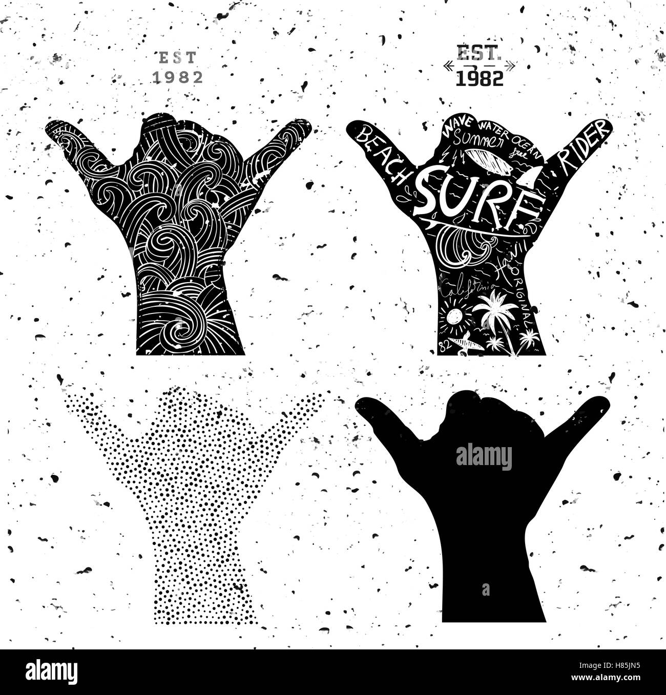 Surfen-Designs-Set Stock Vektor