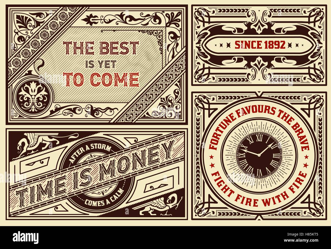 Alte Werbung Pack-Vintage Illustration Layered Stock Vektor